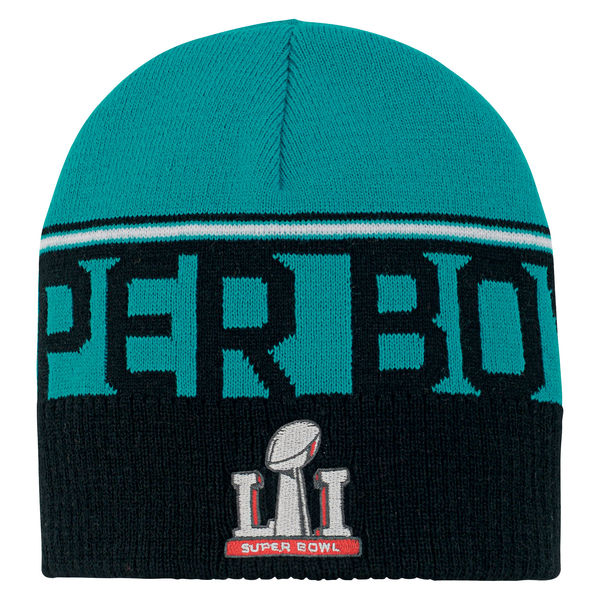 Super Bowl LI Youth Wordmark Knit Beanie - Teal/Black